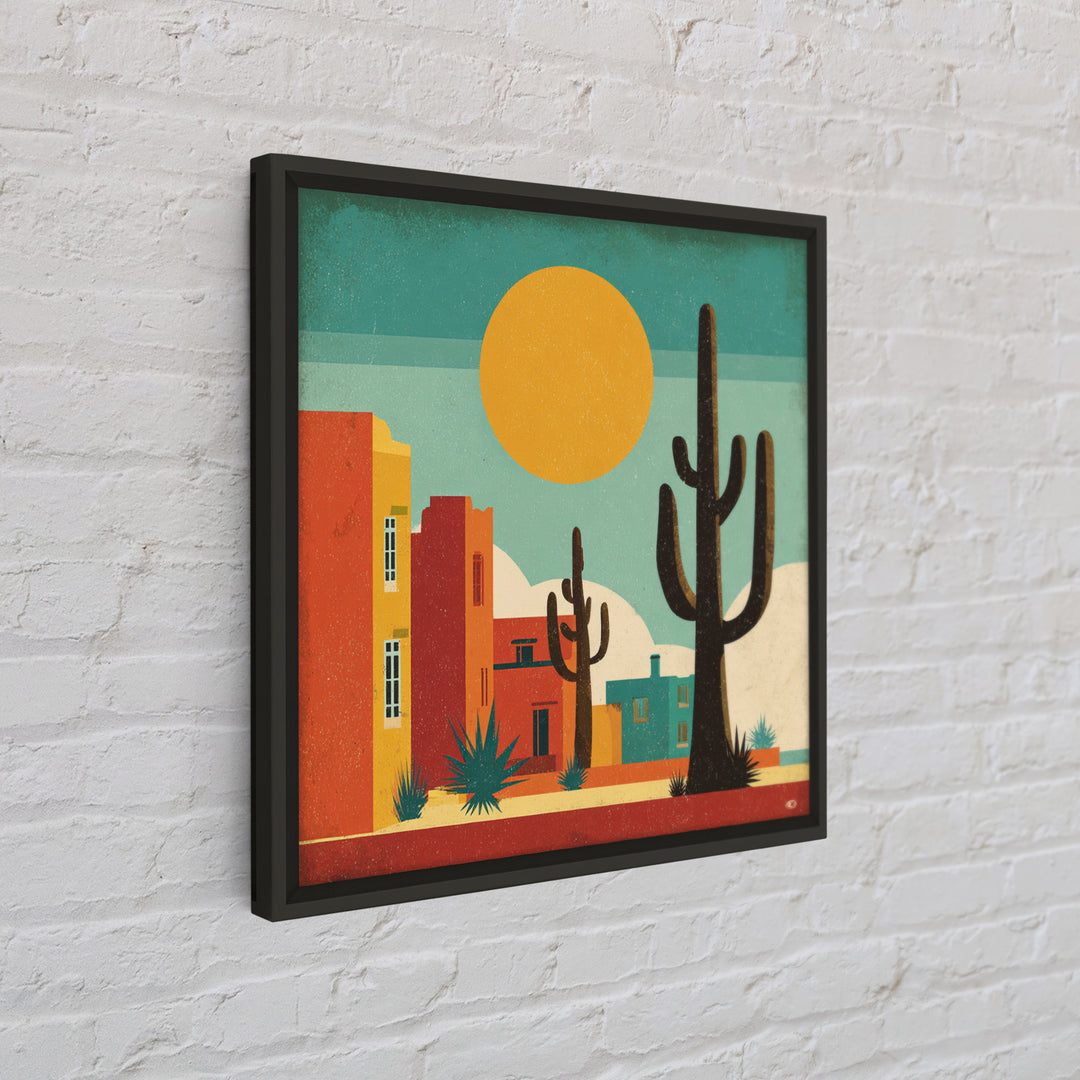 Mexico Cactus and Sun Travel Poster Canvas Print, Travel Poster(2), Wall Decor, Living Room Decor, Fine Art, Voyage, Wall Art, TPO-1x1-69