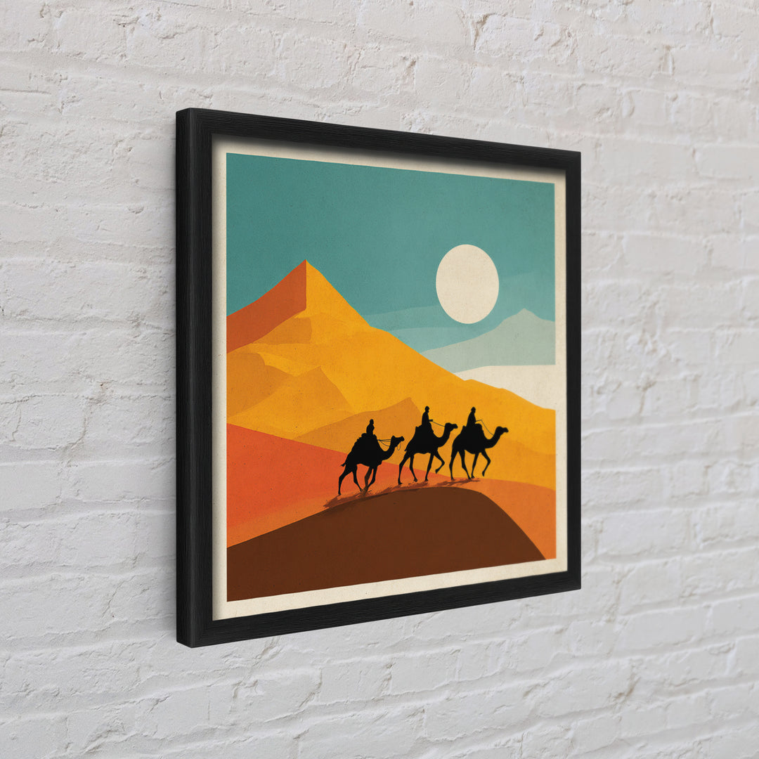 Moroccan Desert Caravan Travel Poster Framed Canvas Print, Travel Poster(2), Modern Decor, Living Room Decor, Fine Art, Voyage, TPO-1x1-79