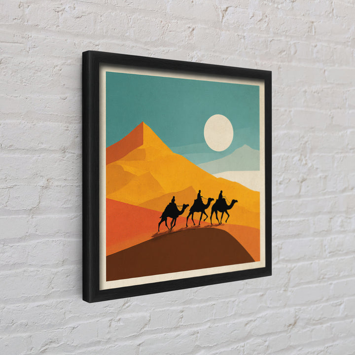 Moroccan Desert Caravan Travel Poster Framed Canvas Print, Travel Poster(2), Modern Decor, Living Room Decor, Fine Art, Voyage, TPO-1x1-79