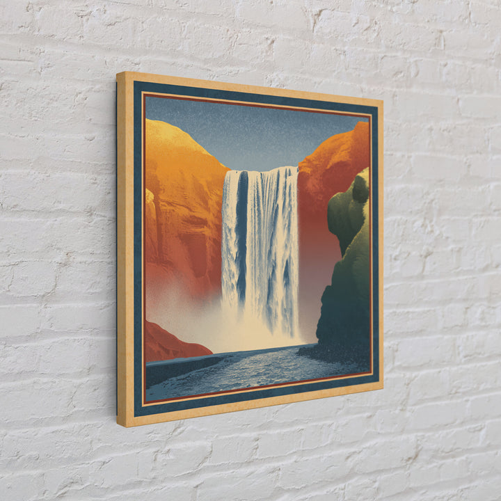 Iceland Waterfall and Northern Lights Canvas Print, Travel Poster(2), Neutral Decor, Living Room Decor, Fine Art, Voyage, TPO-1x1-86