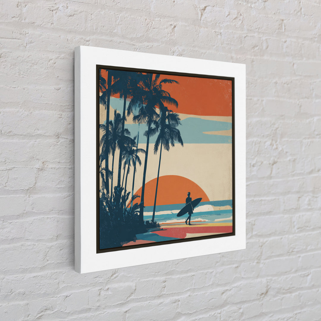 Hawaii Surf and Palm Tree Poster Canvas Print, Travel Poster(2), Digital Poster, Living Room Decor, Fine Art, Voyage, TPO-1x1-9
