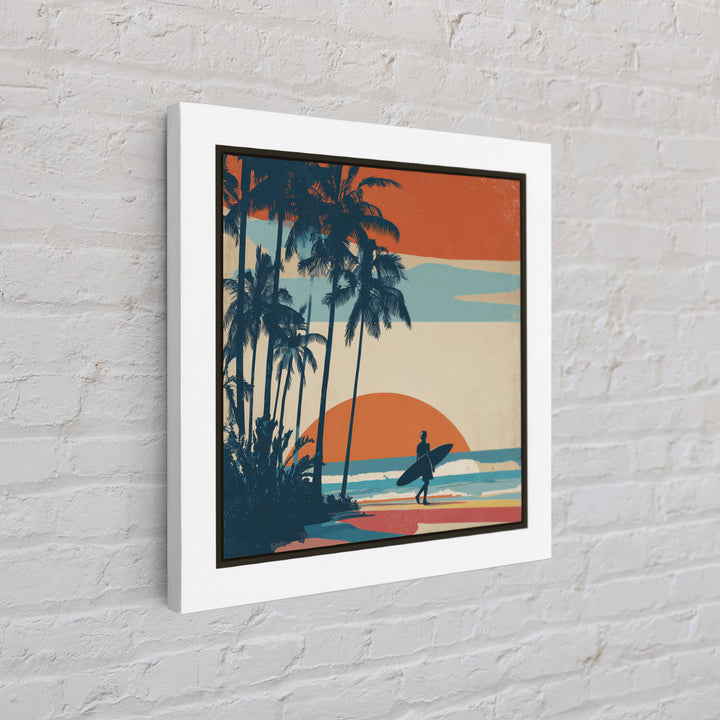 Hawaii Surf and Palm Tree Poster Canvas Print, Travel Poster(2), Digital Poster, Living Room Decor, Fine Art, Voyage, TPO-1x1-9