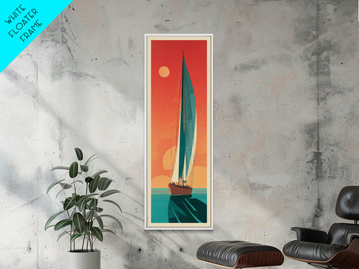 Greek Island Sailboat and Sun Poster Canvas Print, Travel Poster(2), Room Decor, Living Room Decor, Fine Art, Voyage, TPO-1x3-28