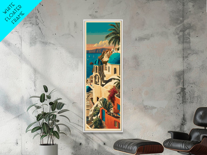 Santorini White Buildings and Cobalt Water Canvas Print, Travel Poster(2), Posters, Living Room Decor, Fine Art, Voyage, TPO-1x3-40