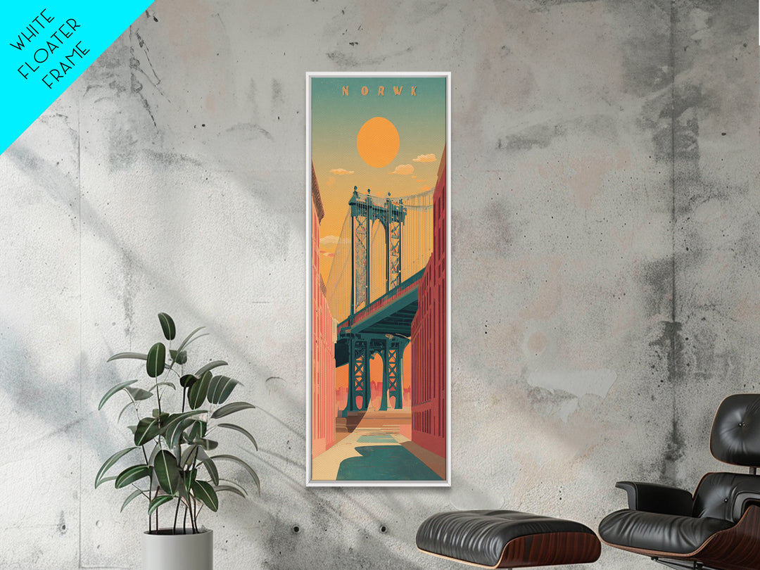 New York Bridge at Sunrise Canvas Print, Travel Poster(2), Travel Poster, Living Room Decor, Fine Art, Voyage, TPO-1x3-42