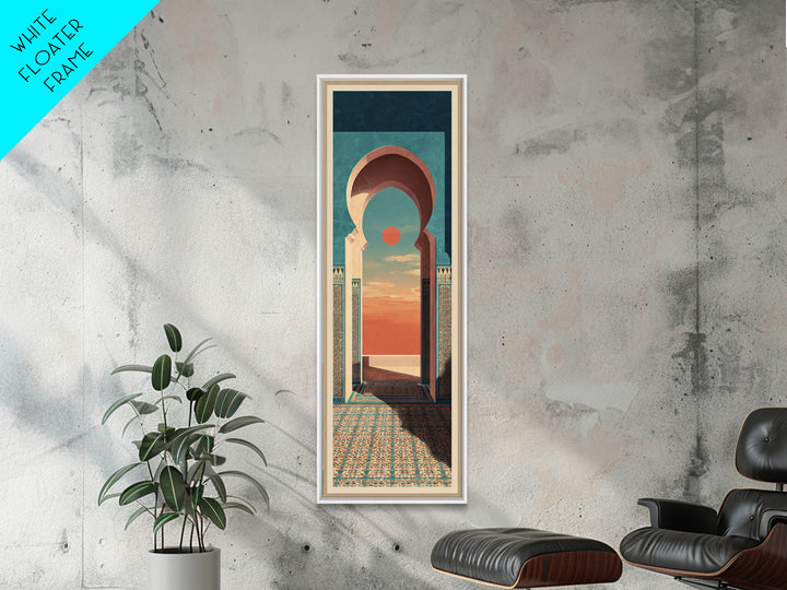 Marrakesh Arch and Tile Pattern Poster Framed Canvas Print, Travel Poster(2), Neutral Decor, Living Room Decor, Voyage, TPO-1x3-53