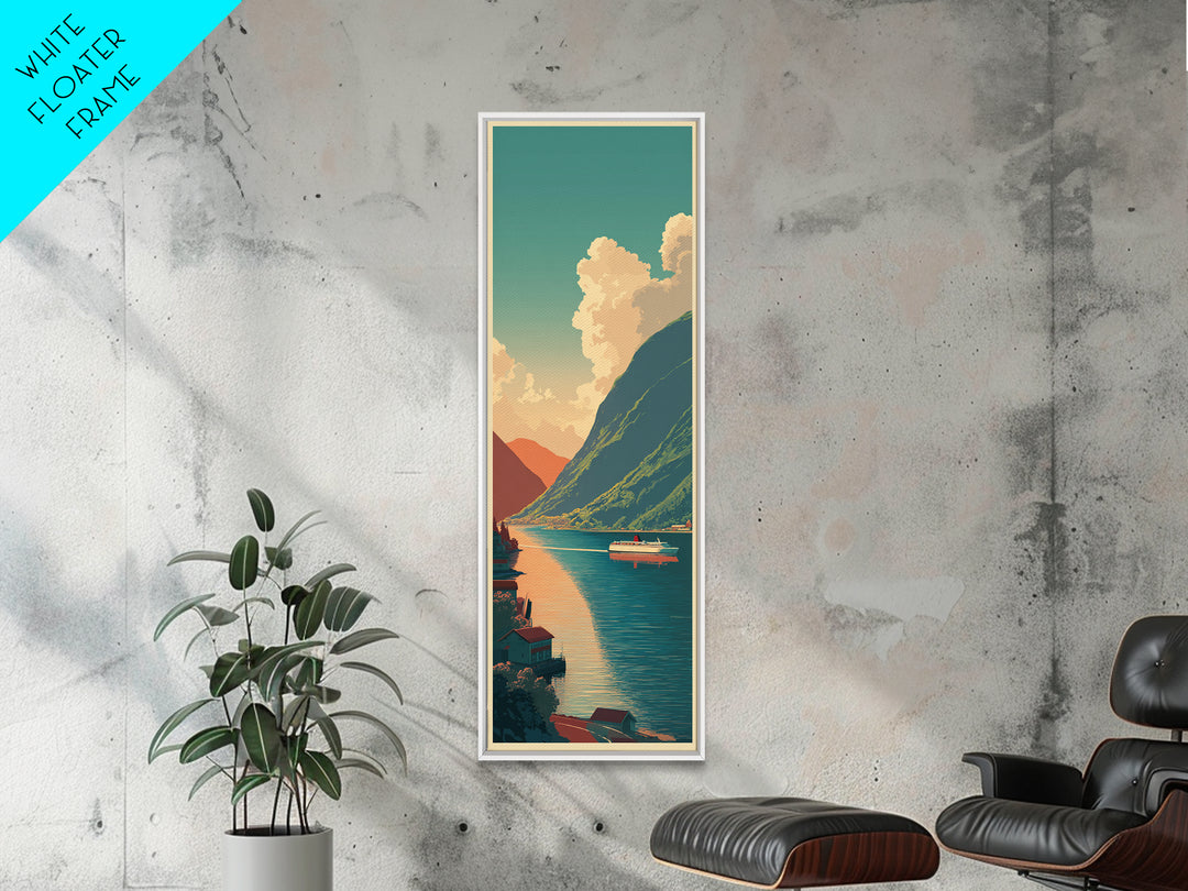 Norway Fjord Cruise Poster Framed Canvas Print, Travel Poster(2), Gallery Wall Set, Living Room Decor, Fine Art, Voyage, TPO-1x3-58