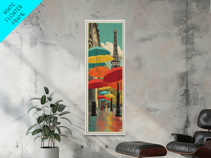 London Rainy Street Umbrella Graphic Framed Canvas Print, Travel Poster(2), Landscape Prints, Living Room Decor, Voyage, TPO-1x3-70