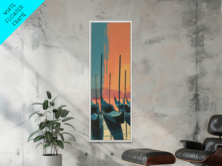 Venice Gondola Silhouette Canvas Print, Travel Poster(2), Retro Wall Art, Living Room Decor, Fine Art, Voyage, Map Print, TPO-1x3-72