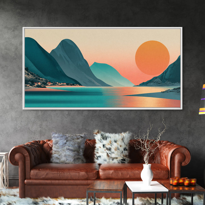 Norway Fjord Cruise Poster Framed Canvas Print, Travel Poster(2), Fine Art Print, Living Room Decor, Fine Art, Voyage, TPO-2x1-18