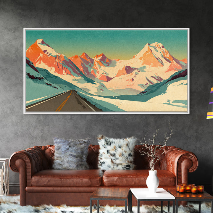 Swiss Alps Ski Poster Framed Canvas Print, Travel Poster(2), Minimalist Decor, Living Room Decor, Voyage, Printable Art, TPO-2x1-28