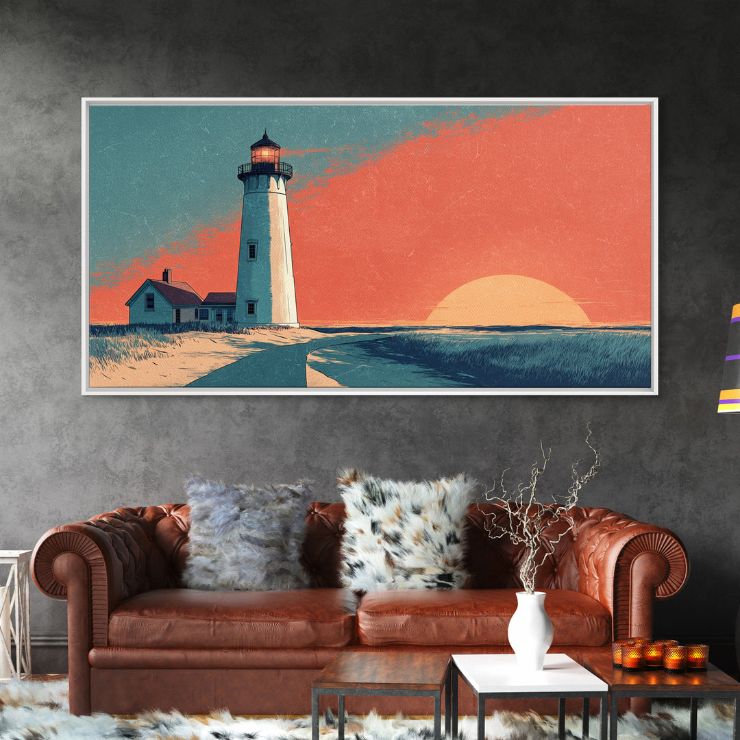 Cape Cod Lighthouse Summer Poster Canvas Print, Travel Poster(2), Room Decor, Living Room Decor, Fine Art, Voyage, Travel Gift, TPO-2x1-62