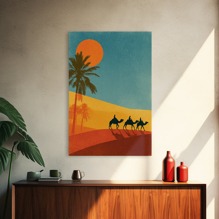 Moroccan Desert Caravan Travel Poster Canvas Print, Travel Poster(2), Gallery Decor, Living Room Decor, Oil Painting, Voyage, TPO-2x3-15