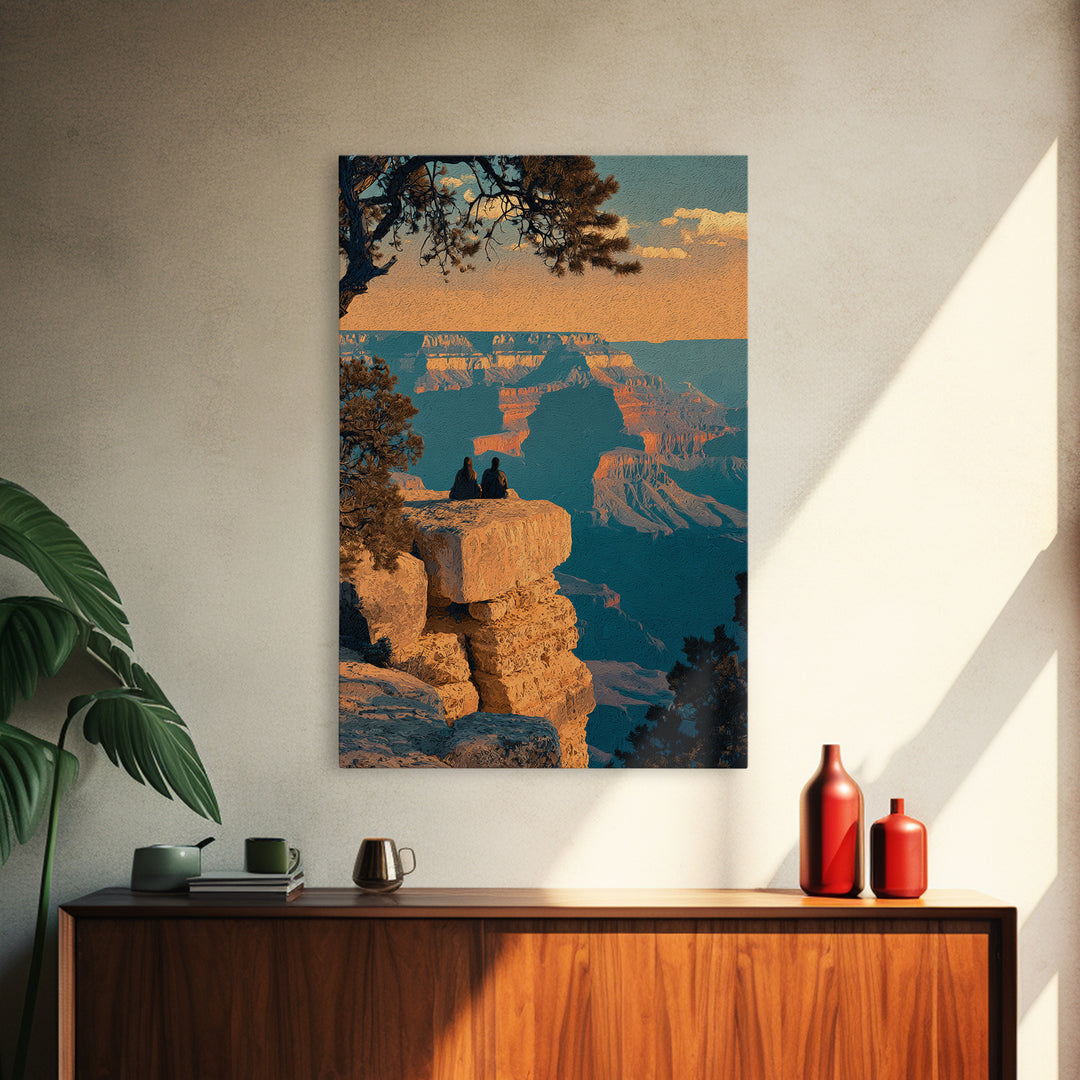 Grand Canyon Sunset Framed Canvas Print, Travel Poster(2), Wall Decor, Living Room Decor, Fine Art, Voyage, Wall Art, TPO-2x3-19
