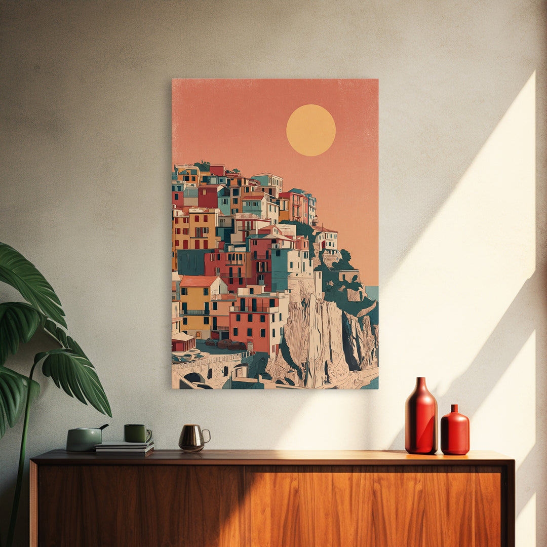 Cinque Terre Colorful Cliff Village Poster Canvas Print, Travel Poster(2), Living Room Wall Art, Living Room Decor, Voyage, TPO-2x3-28