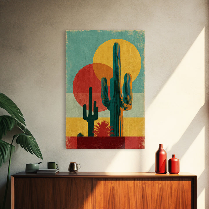 Mexico Cactus and Sun Travel Poster Canvas Print, Travel Poster(2), Home Decor, Living Room Decor, Voyage, Coastal Wall Art, TPO-2x3-5