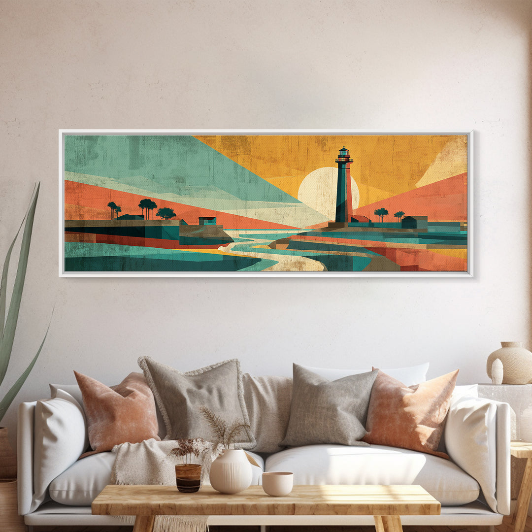 Cape Cod Lighthouse Summer Poster Framed Canvas Print, Travel Poster(2), Home Decor, Living Room Decor, Fine Art, Voyage, TPO-3x1-10