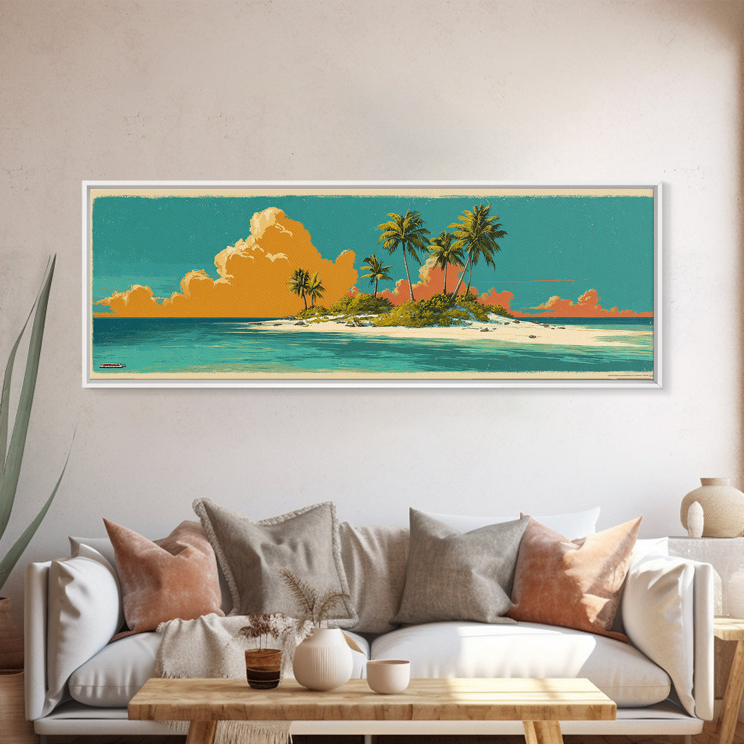 Tropical Island Lagoon Poster Canvas Print, Travel Poster(2), Poster Art, Living Room Decor, Fine Art, Voyage, Wall Decor, TPO-3x1-16