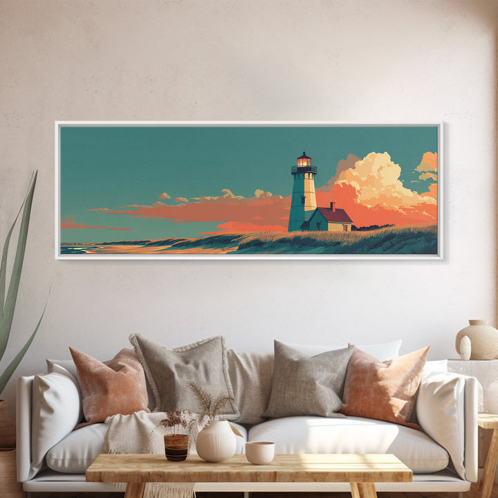 Cape Cod Lighthouse Summer Poster Canvas Print, Travel Poster(2), Digital Wall Art, Living Room Decor, Fine Art, Voyage, TPO-3x1-34