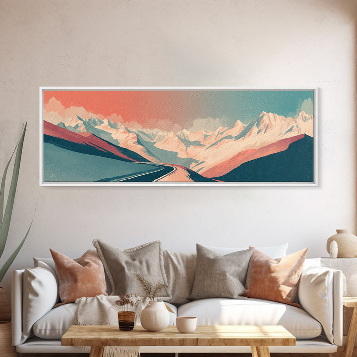 Swiss Alps Ski Poster Framed Canvas Print, Travel Poster(2), Wall Art, Living Room Decor, Voyage 272, Set of Wall Art, TPO-3x1-72