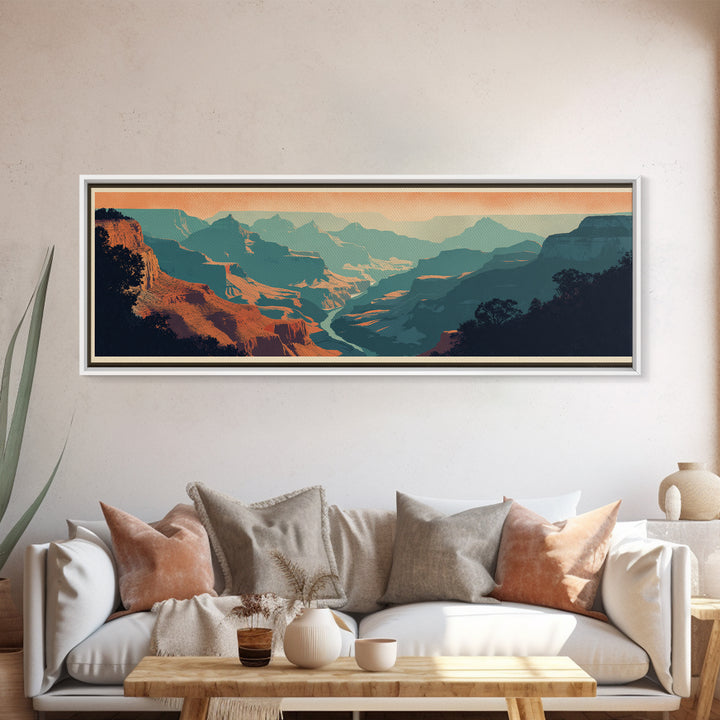 Grand Canyon Sunset Canvas Print, Travel Poster(2), Digital Print, Living Room Decor, Fine Art, Voyage, Mid Century Wall Art, TPO-3x1-75
