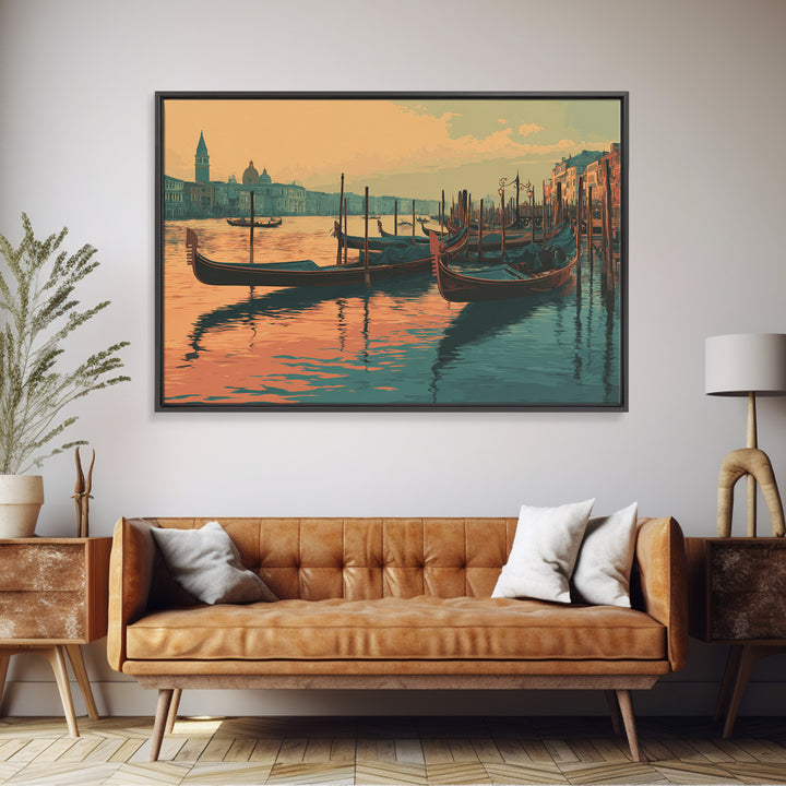 Venice Gondola Silhouette Canvas Print, Travel Poster(2), Living Room Wall Art, Living Room Decor, Voyage, City Wall Art, TPO-3x2-16