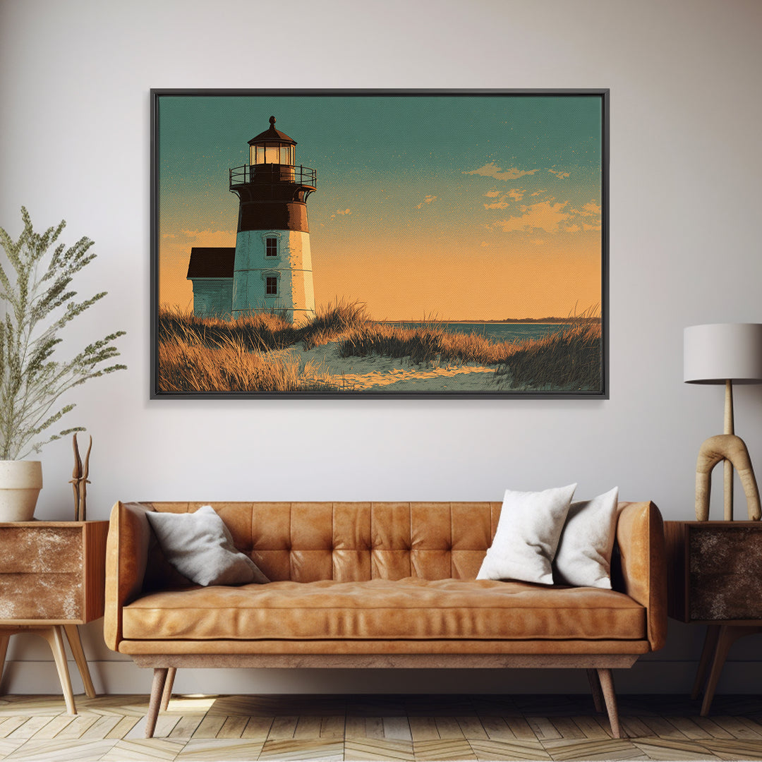 Cape Cod Lighthouse Summer Poster Canvas Print, Travel Poster(2), Wall Hanging, Living Room Decor, Voyage, Landscape Art, TPO-3x2-22