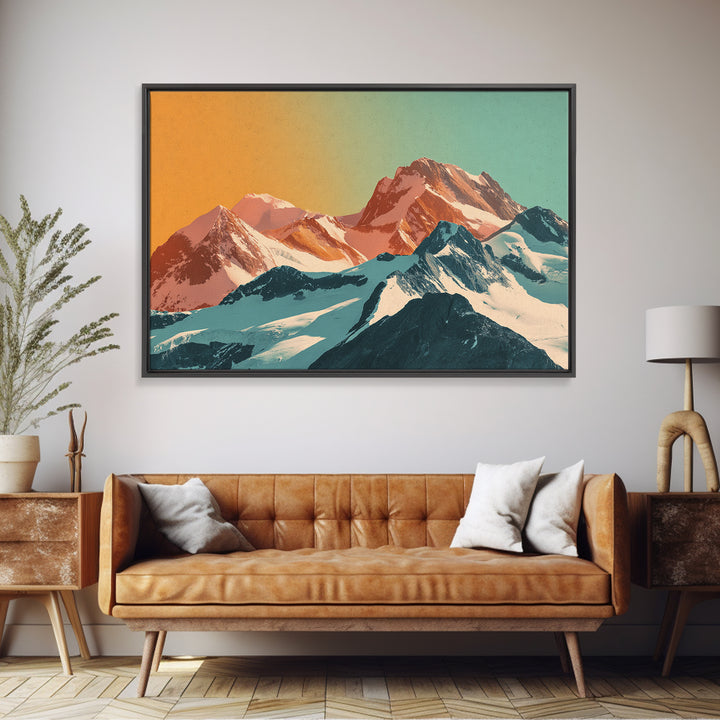 Swiss Alps Ski Poster Framed Canvas Print, Travel Poster(2), Downloadable Prints, Living Room Decor, Fine Art, Voyage, TPO-3x2-36
