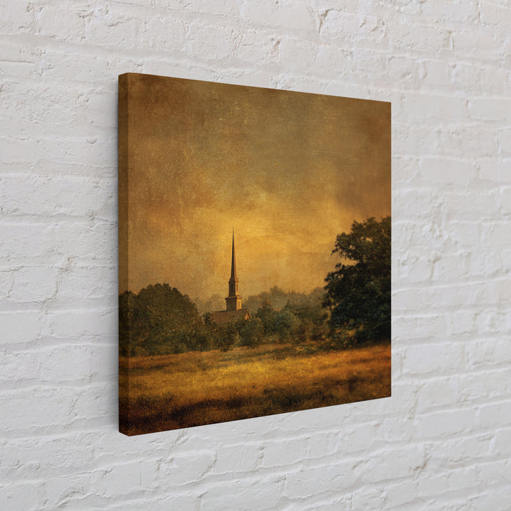 Church Steeple Across Rural Meadow Canvas Print, Traditional Art, Pokemon Poster, Living Room Decor, Watercolor Art, Classic, TRA-1x1-13