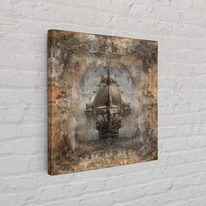 Ship at Sea Canvas Print, Traditional Art, Indian Decor, Living Room Decor, Fine Art, Classic, Luxury Decor, Textured Painting, TRA-1x1-14