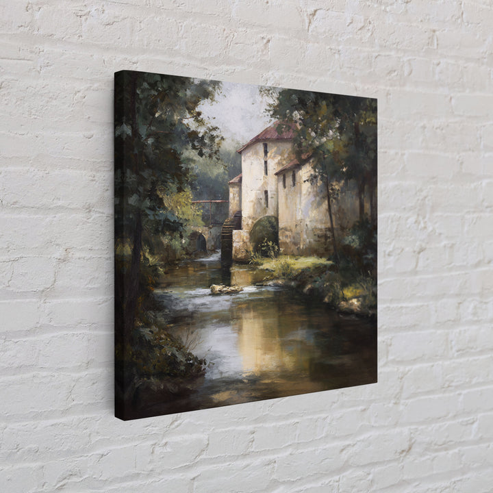 Watermill Beside a Quiet Stream Canvas Print, Traditional Art, Gallery Decor, Living Room Decor, Fine Art, Classic, Wall Art, TRA-1x1-17