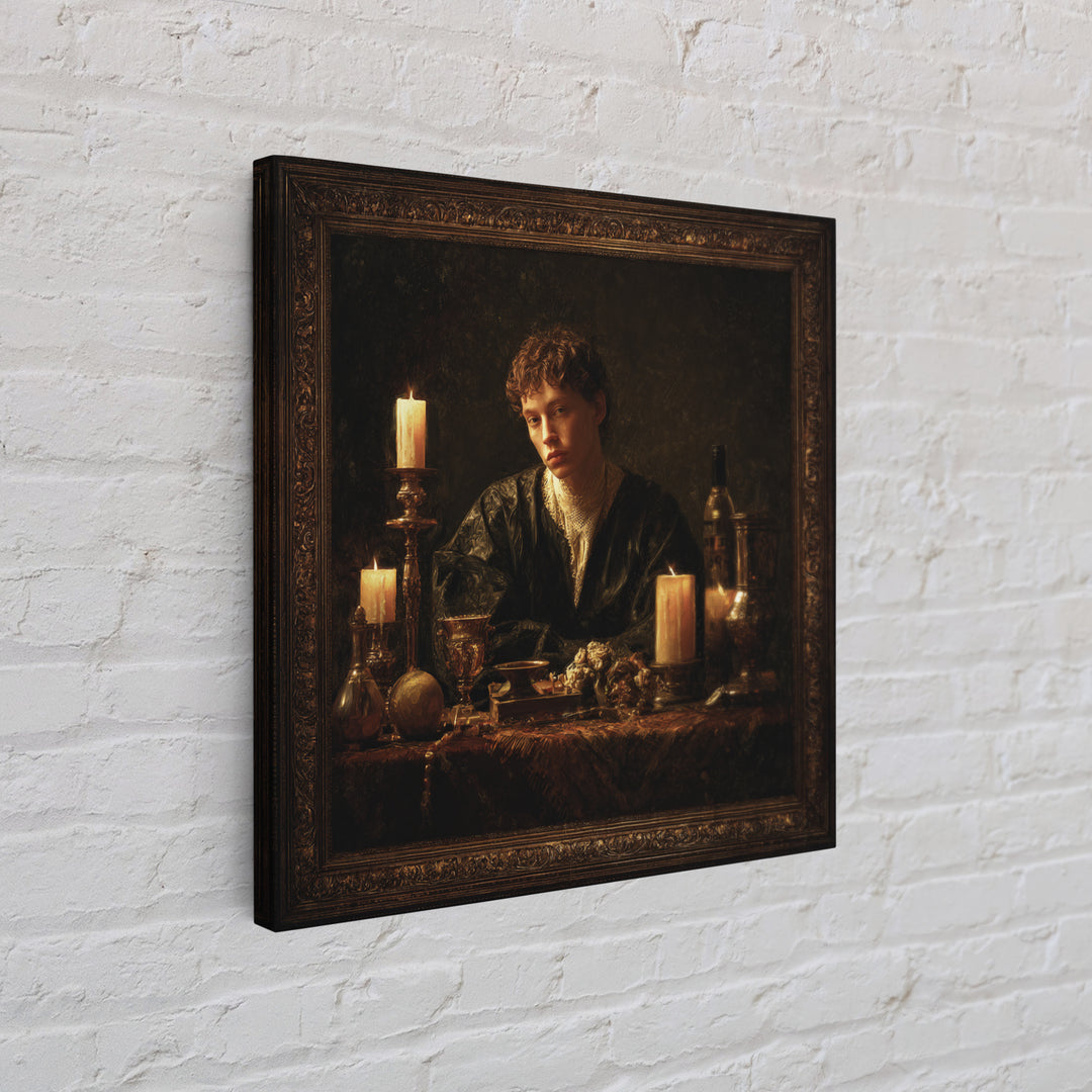 Classical Portrait with Dignified Lighting Framed Canvas Print, Traditional Art, Gallery Decor, Living Room Decor, Classic, TRA-1x1-32