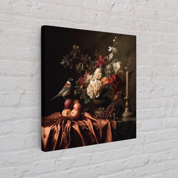 Bird Study on a Flowering Branch Framed Canvas Print, Traditional Art, Pokemon Poster, Living Room Decor, Fine Art, Classic, TRA-1x1-34