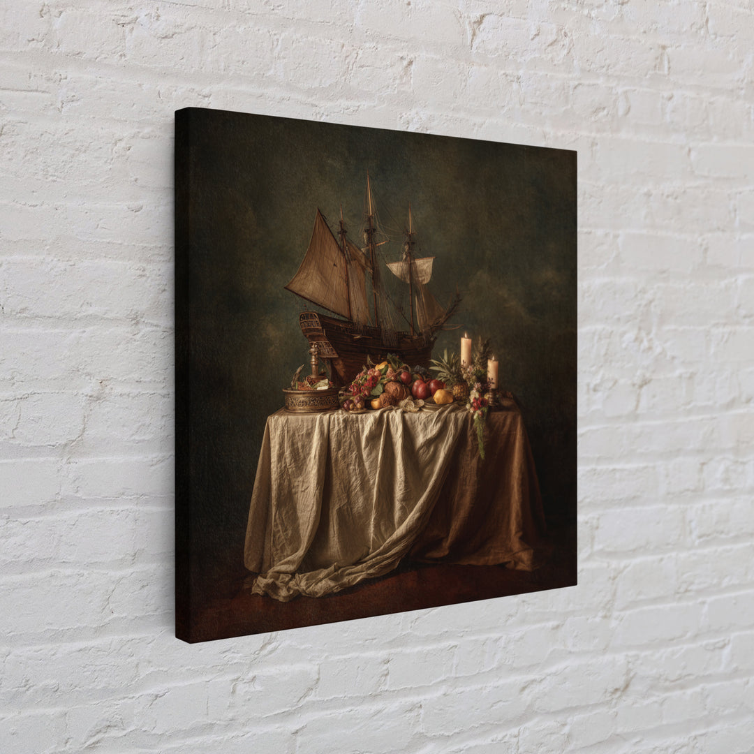 Ship at Sea Framed Canvas Print, Traditional Art, Gallery Decor, Living Room Decor, Fine Art, Classic, Wall Art, Home Decor, TRA-1x1-38