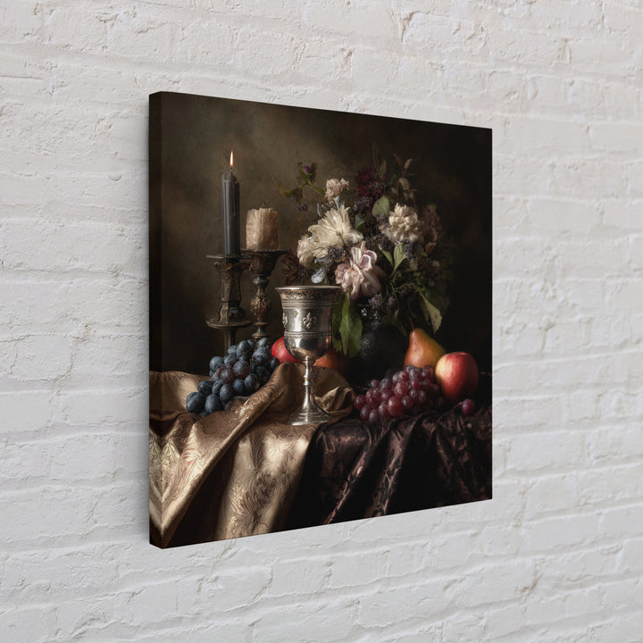 Dutch Fruit and Silver Goblet Still Life Framed Canvas Print, Traditional Art, Japanese Art, Living Room Decor, Classic, TRA-1x1-52