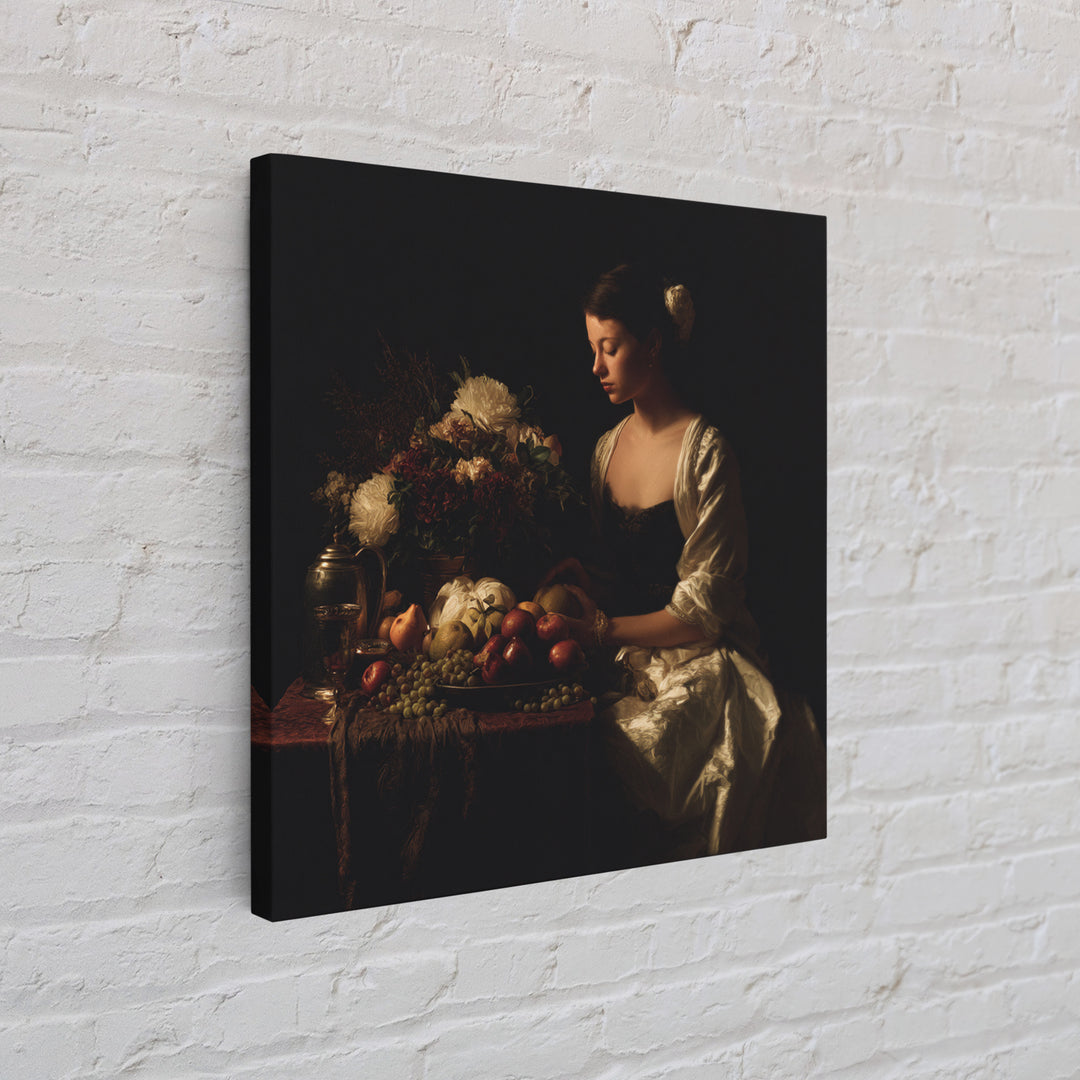 Classical Portrait with Dignified Lighting Framed Canvas Print, Traditional Art, Boho, Living Room Decor, Fine Art, Classic, TRA-1x1-56