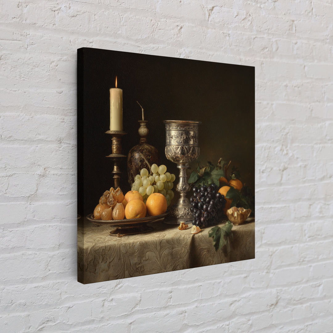 Dutch Fruit and Silver Goblet Still Life Canvas Print, Traditional Art, Japanese Decor, Living Room Decor, Fine Art, Classic, TRA-1x1-76