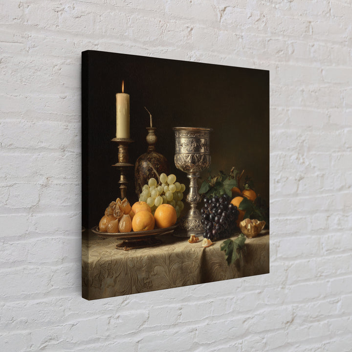 Dutch Fruit and Silver Goblet Still Life Canvas Print, Traditional Art, Japanese Decor, Living Room Decor, Fine Art, Classic, TRA-1x1-76