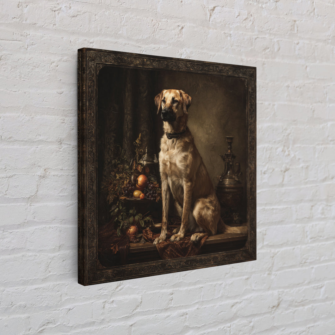 Hunting Dog Portrait Framed Canvas Print, Traditional Art, Landscape, Living Room Decor, Fine Art, Classic, Textured Painting, TRA-1x1-84