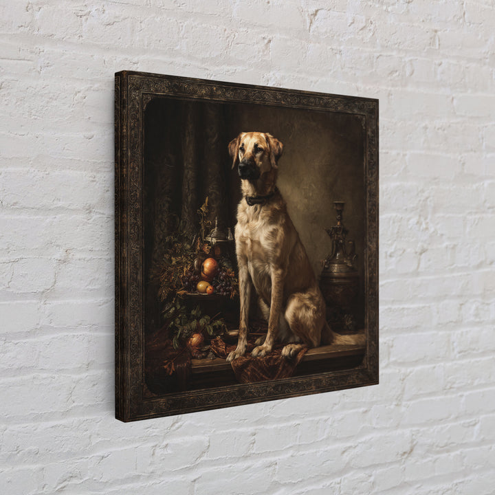 Hunting Dog Portrait Framed Canvas Print, Traditional Art, Landscape, Living Room Decor, Fine Art, Classic, Textured Painting, TRA-1x1-84