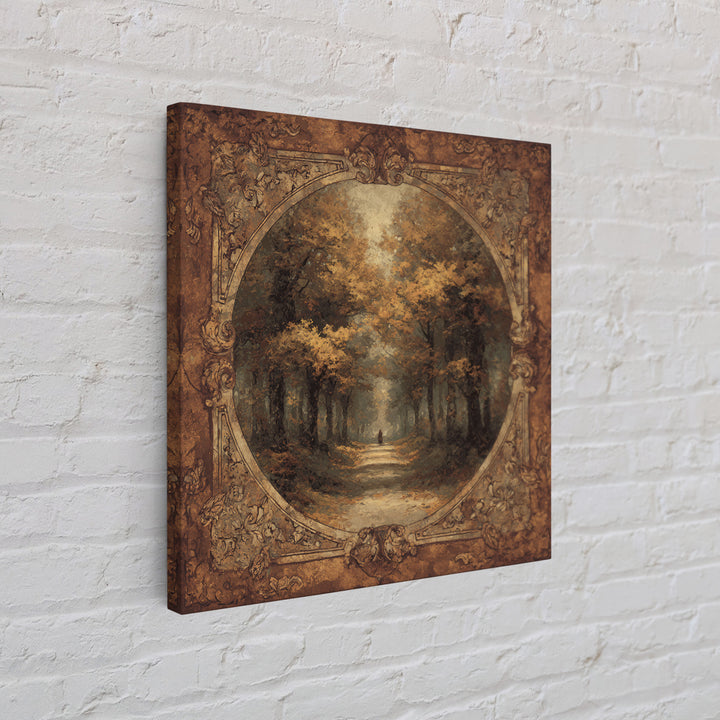 Autumn Forest Road Framed Canvas Print, Traditional Art, Minimalist Decor, Living Room Decor, Oil Painting, Classic, Boho, TRA-1x1-88