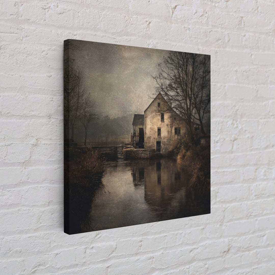 Watermill Beside a Quiet Stream Canvas Print, Traditional Art, Contemporary Art, Living Room Decor, Fine Art, Classic, TRA-1x1-89