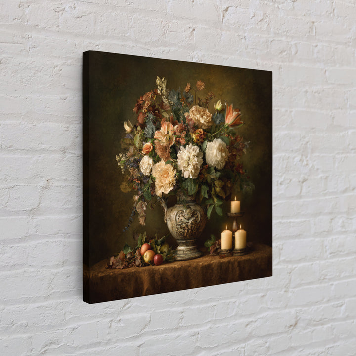 Formal Floral Still Life Canvas Print, Traditional Art, Textured Painting, Living Room Decor, Fine Art, Classic, Art Commission, TRA-1x1-98