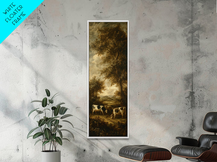 Pastoral Countryside with Cows in Field Framed Canvas Print, Traditional Art, Artwork, Living Room Decor, Fine Art, Classic, TRA-1x3-19