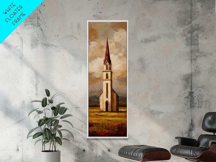 Church Steeple Across Rural Meadow Canvas Print, Traditional Art, Art Commission, Living Room Decor, Fine Art, Classic, TRA-1x3-25