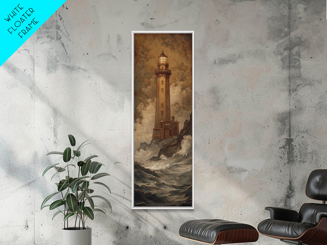 Lighthouse with Crashing Waves Canvas Print, Traditional Art, Art Commissions, Living Room Decor, Classic, Pokemon Poster, TRA-1x3-33