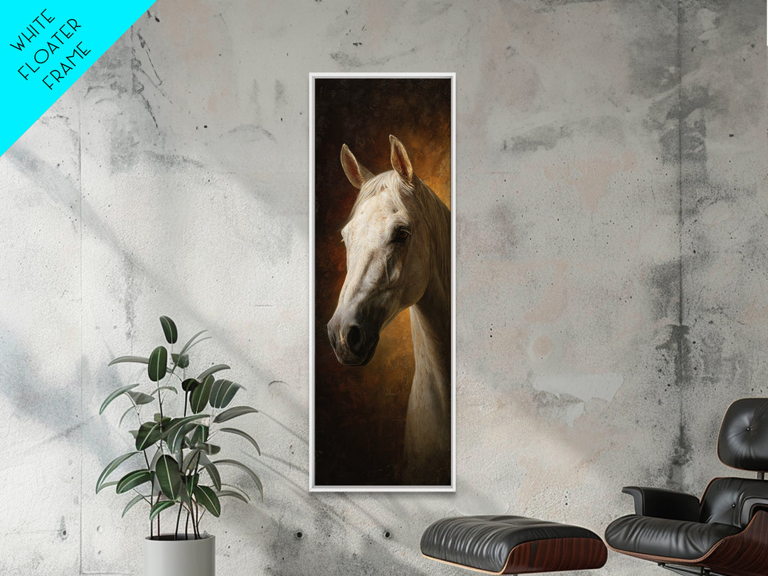 Realistic Horse Portrait Canvas Print, Traditional Art, Dark Art, Living Room Decor, Oil Painting, Classic, Minimalist Decor, TRA-1x3-63