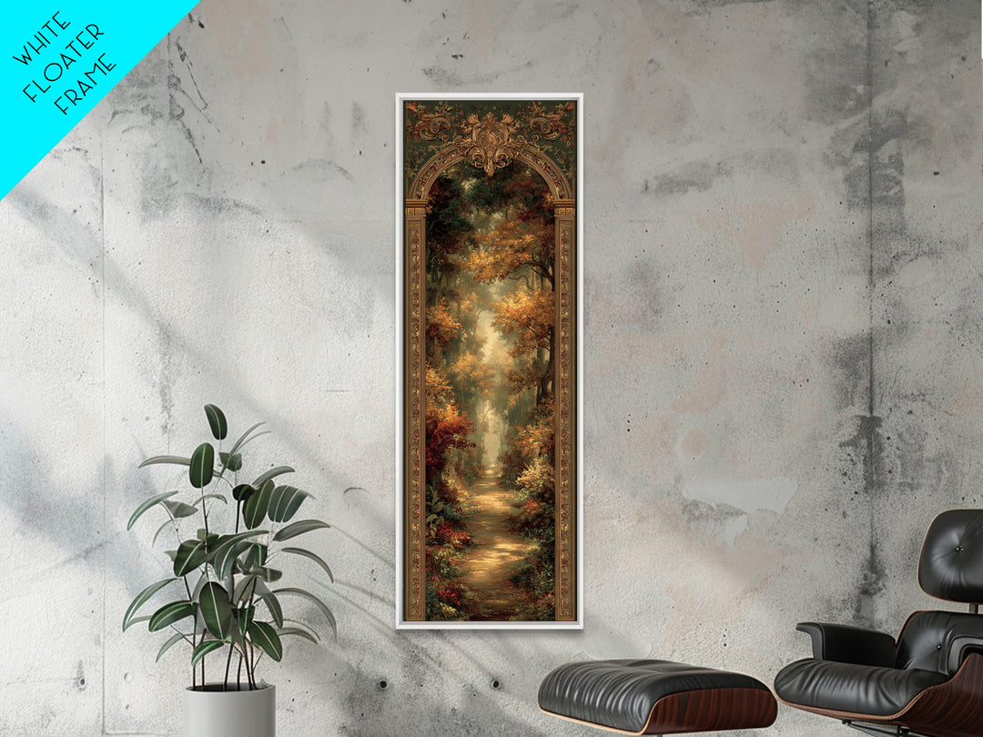 Autumn Forest Road Framed Canvas Print, Traditional Art, Furry Art, Living Room Decor, Fine Art, Classic, Fine Art Print, TRA-1x3-76