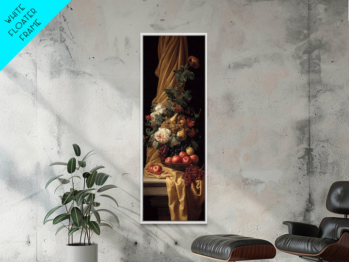 Basket of Apples and Pears on Linen Canvas Print, Traditional Art, Statement Artwork, Living Room Decor, Abstract Art, Classic, TRA-1x3-78