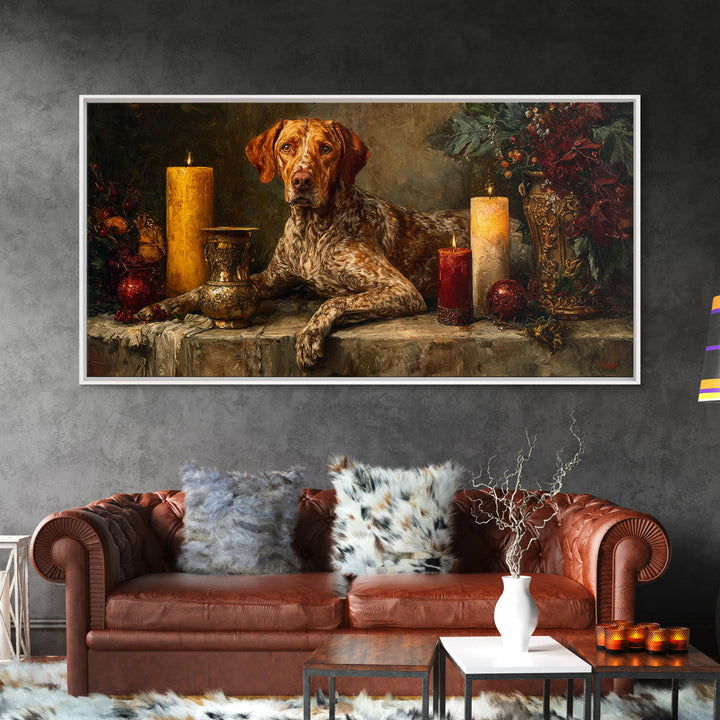 Hunting Dog Portrait Canvas Print, Traditional Art, Wall Art, Living Room Decor, Oil Painting, Classic, Artwork, Original Art, TRA-2x1-32